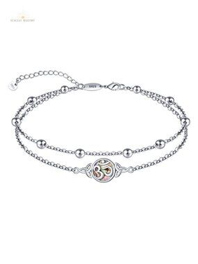 925 Sterling Silver Layered Anklet Adjustable Boho Beach Foot Chain